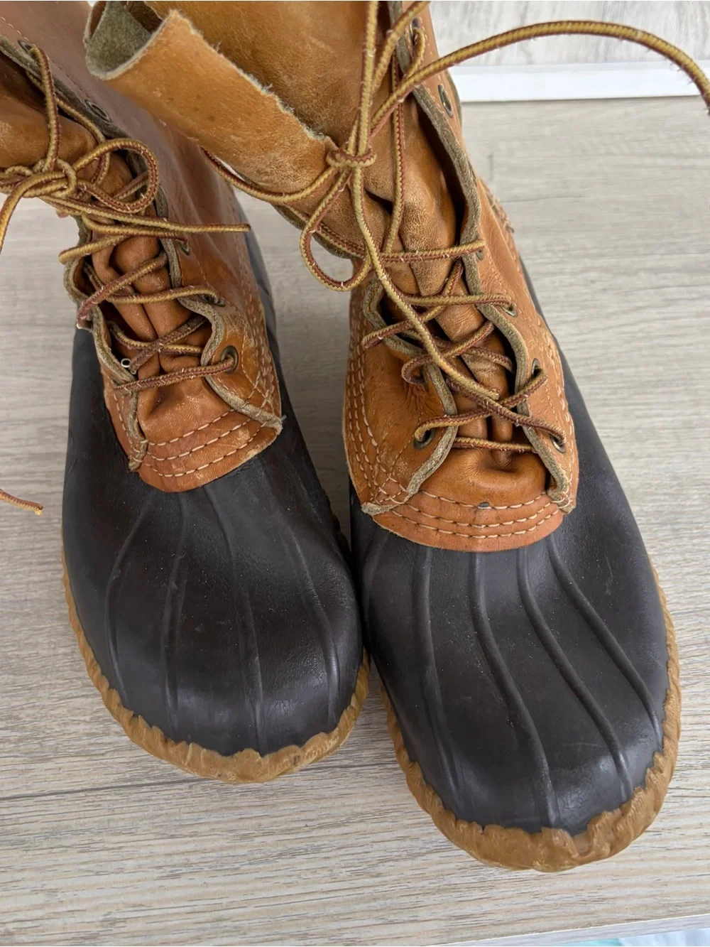 Vintage LL Bean Boot Maine Hunting Shoe Duck Bean  Brown Made In USA Mens